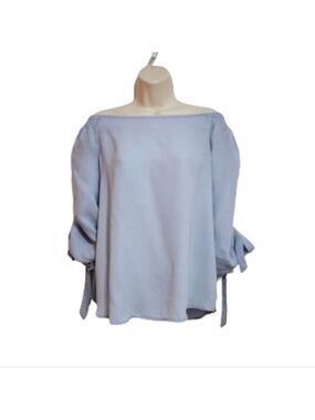 Vine And Love Blue Off The Shoulder Blouse Large
